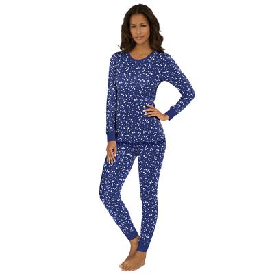 Plus Size Women's Thermal Crewneck Long-Sleeve Top by Comfort Choice in Evening Blue Stars (Size 4X) Long Underwear Top