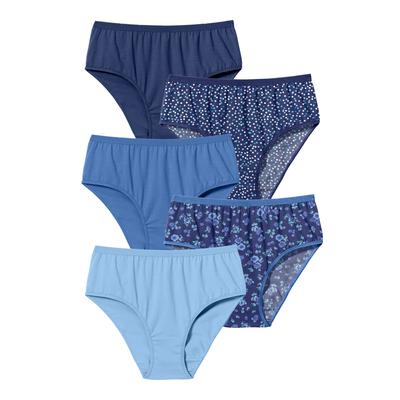 Plus Size Women's Hi-Cut Cotton Brief 5-Pack by Comfort Choice in Evening Blue Dot Pack (Size 8)