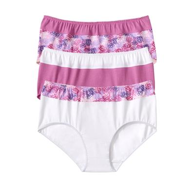 Plus Size Women's Full Coverage Stretch Cotton Color Block Brief 3-Pack by Comfort Choice in Pretty Orchid Assorted (Size 10) Underwear