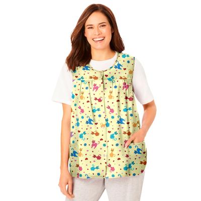 Plus Size Women's Snap-Front Apron by Only Necessities in Yellow Cats (Size 38/40)