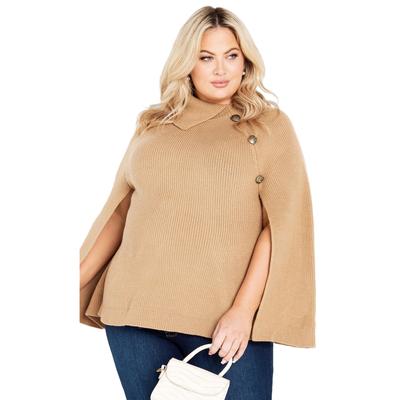 Plus Size Women's Dani Button Cape by Avenue in Stone (Size 22/24)