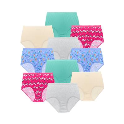 Plus Size Women's Full Coverage Cotton Brief 10-Pack by Comfort Choice in Holiday Pet Pack (Size 8) Underwear