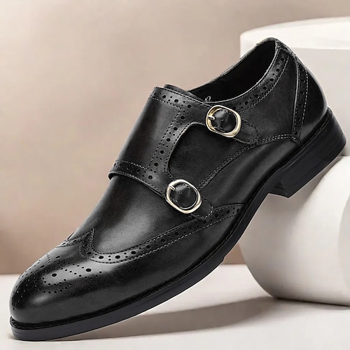 Braune Monkstrap-Schuhe für Herren mit Brogue-Details und doppeltem Riemen - formelle Schuhe aus hochwertigem Rindsleder für Business und besondere Anlässe Image