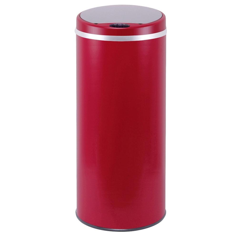 Poubelle de cuisine automatique Acier inoxydable Rouge 42L