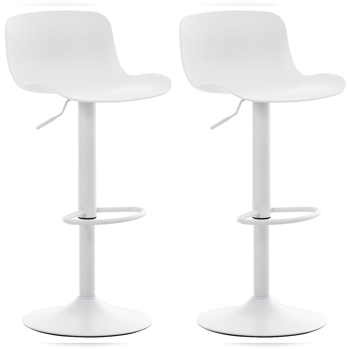 DELUKE® Barhocker 2er Set höhenverstellbar Weiß KUSI - Kunststoff, 81-102x44x45 | Barhocker mit Lehne Tresenhocker Barstuhl Küchenhocker Thekenhocker Image