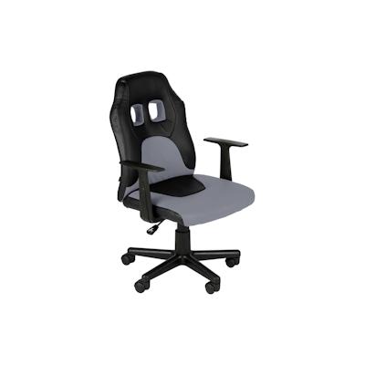 DELUKE® Kinder Bürostuhl MIA - 83x56x59, Schwarz/Grau | Kunstleder | Kunststoff Gestell | ergonomische Bürostühle Homeoffice Stuhl mit Rollen Image