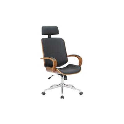 DELUKE® Bürostuhl Chefsessel KINGO - 118x70x70, Walnuss/Schwarz | Kunstleder | Metall Gestell | ergonomische Bürostühle Homeoffice Stuhl mit Rollen Image