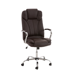 DELUKE® Bürostuhl JUBEL - 115x62x70, Braun | Kunstleder | Metall in Chromoptik Gestell | ergonomische Bürostühle Homeoffice Stuhl mit Rollen Image