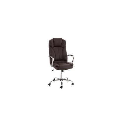 DELUKE® Bürostuhl JUBEL - 115x62x70, Braun | Kunstleder | Metall in Chromoptik Gestell | ergonomische Bürostühle Homeoffice Stuhl mit Rollen