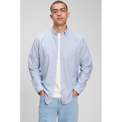Gap Mens Blue Stripe Regular Fit Long Sleeve Oxford Shirt - Blue Stripe