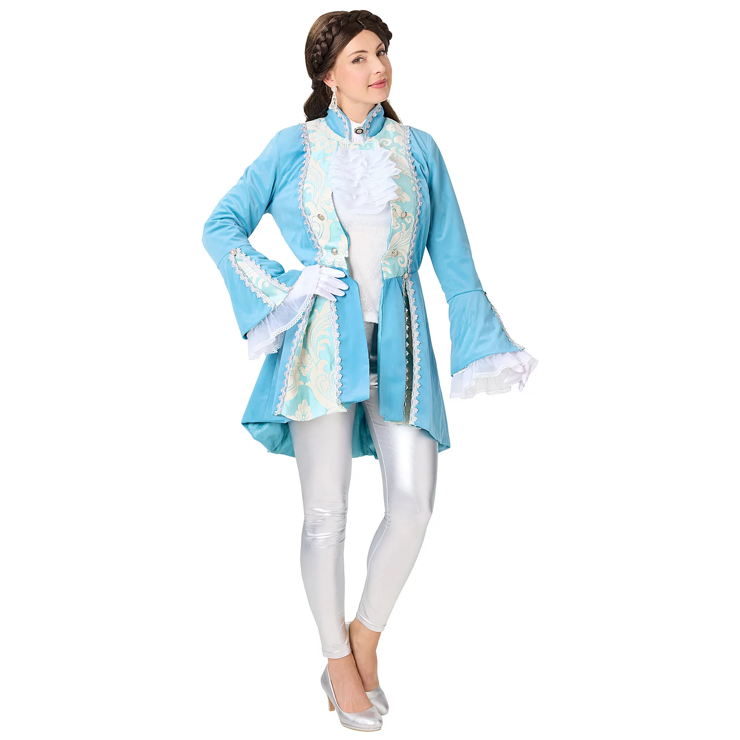 buttinette Mantel Barock für Damen, türkis/silber