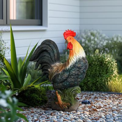 Concrete Rooster Decor,Yard Chicken Decorations,Outdoor Garden Statues