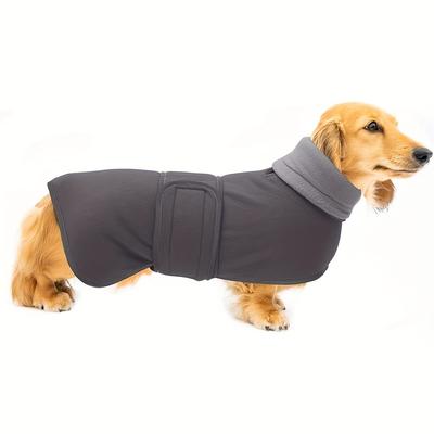 TEMU Cozy Grey Dachshund Dog Jacket With Fleece - High Collar, Adjustable Bands, Machine Washable - Ideal For Small To Large Breeds In Winter/spring/fall, Dog Coat Image