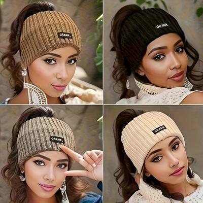 TEMU Women's Knitted Thickened Winter Headbands Set Of 4 - Fashionable Simple , Soft Comfortable Wide Elastic Hair Bands For