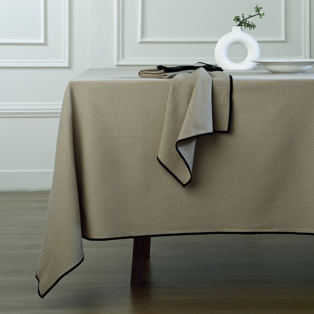 Tovaglia cotone natural / nero 150x300 cm