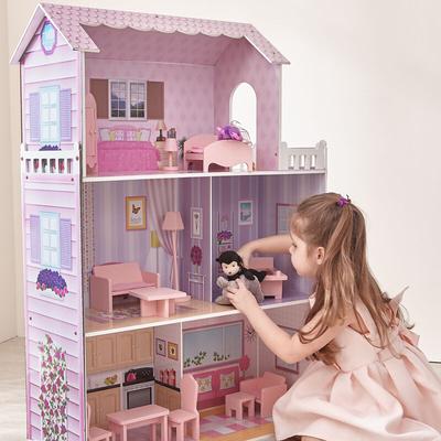 Olivia's Little World Dreamland Tiffany Großes Puppenhaus Aus Holz Rosa Puppen-Villa Spielzeughaus