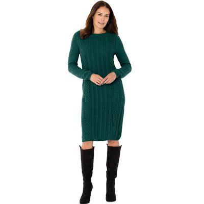 Plus Size Women's Cable Knit Sweater Dress by Woman Within in Emerald Green (Size 2X)