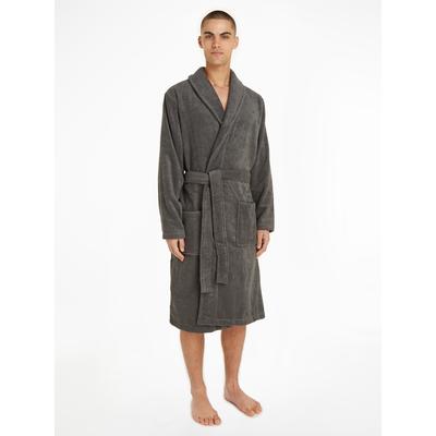 Bademantel Gr. XXL, grau, XXL (56), Baumwoll-Webfrottier, TOMMY HILFIGER UNDERWEAR, Hausmäntel, mit aufgesetzten Taschen Image