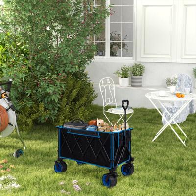 Woltu - Faltbar Bollerwagen Handwagen mit Bremsen Transportwagen klappbar Gartenwagen Strandwagen Image