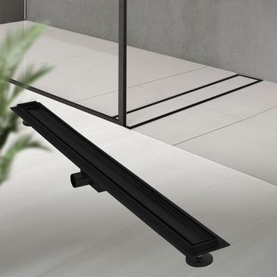 Duschrinne 2in1 Edelstahl, 100 cm, Schwarz, befliesbar, extra flach - Luxebath