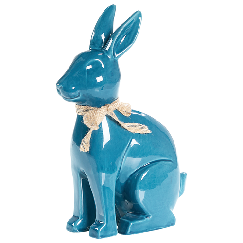 Dekofigur Hasenform Blau aus Dolomitkeramik 27 cm Osterdeko Dekoration Wohnaccessoiers Osterhase