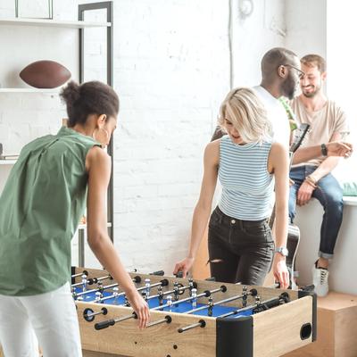 Foosball Table, 54" Foosball Table Adult Size, Fooze Balls Table with 2 Soccer, Party, Kids - 53.5x26.4x33.5in