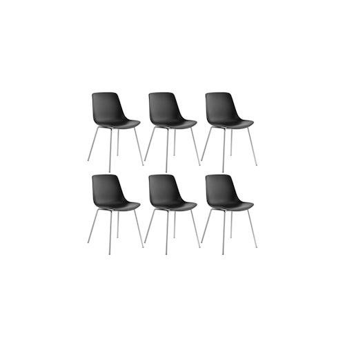 TECTAKE Kunststoffstühle Mave, ergonomisch, 120 kg 6er Setschwarz/chrom