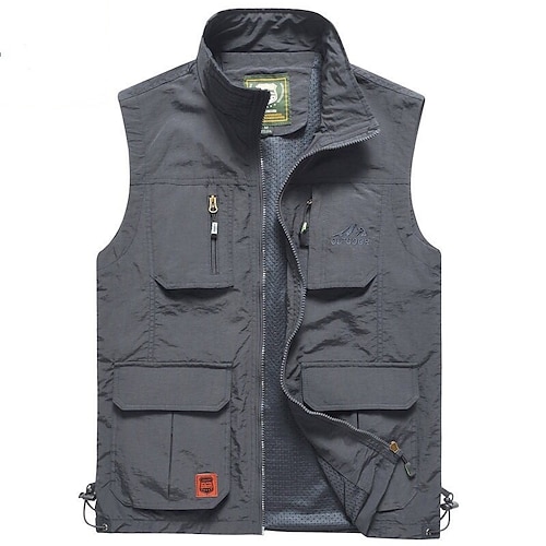 Per uomo Gilet da escursionismo Primavera Autunno All'aperto Confortevole Traspirante Gilet Caccia Pesca Arrampicata Nero Verde militare Blu marino Cachi Grigio