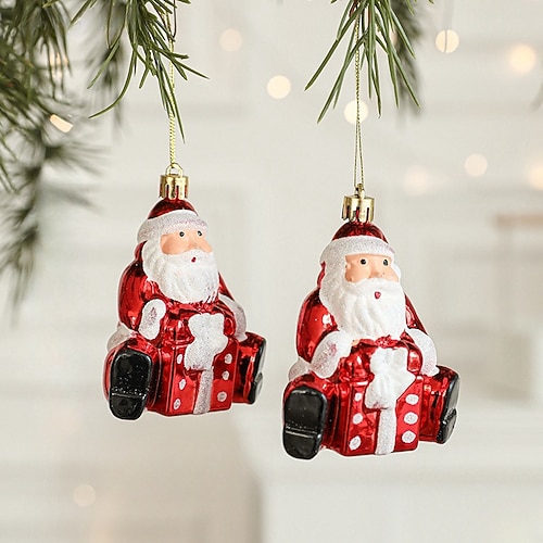 Set di 2 ornamenti natalizi: decorazioni a forma di fungo rosso, auto, pigna, lecca-lecca e casa, pendenti unici per decorazioni natalizie