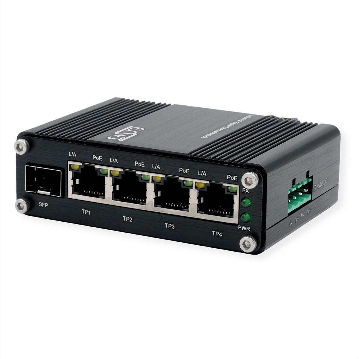 EXSYS EX-62020PoE 4-Port Industrie Ethernet Switch, PoE 1-Port 100/1000Fx SFP Image