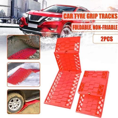 Choyclit - 2pcs voiture plaque d'evacuation d'urgence tapis de traction aide antiderapant