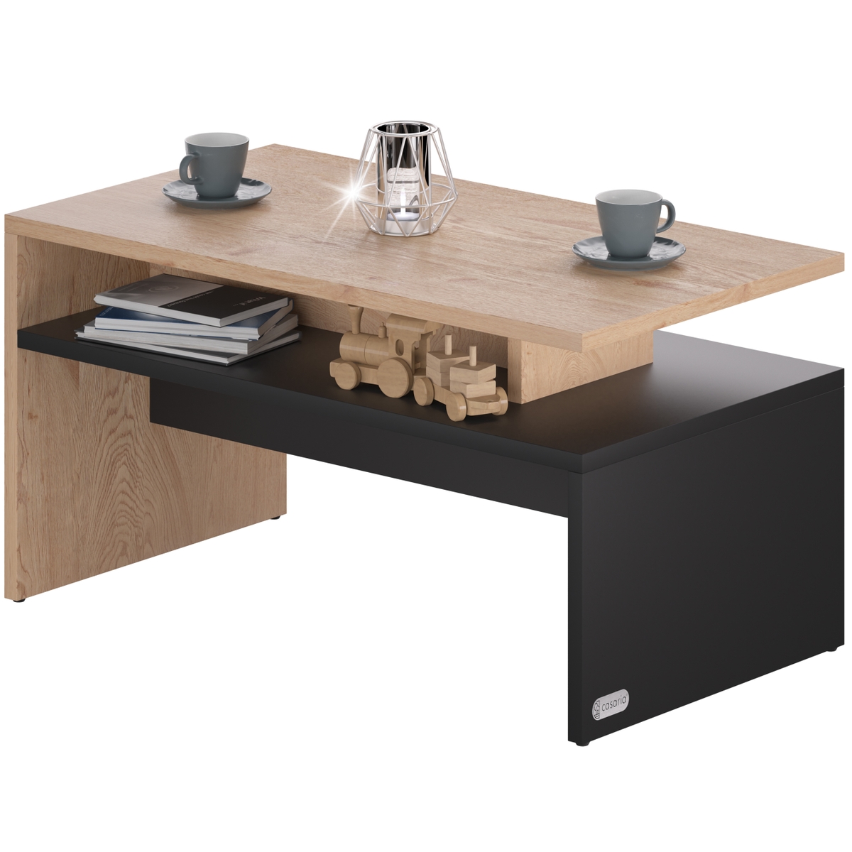 CASARIA® Couchtisch mit Ablage Stauraum Holz Grau Wohnzimmertisch Image