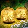 Lot de 2 Boule de Verre Craquelé Solaire, Décorations Boules Lumineuses LED Étanche, Verre Craquelé