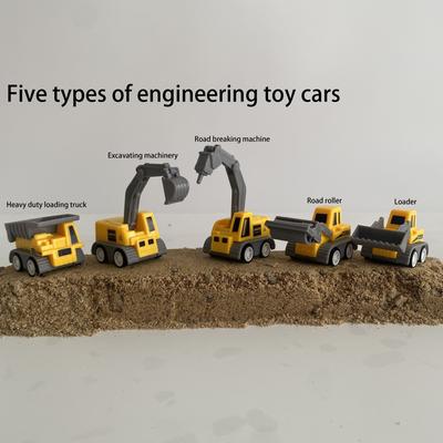 TEMU 5 Mini Engineering Toy Cars Road Breaker Excavator Heavy Truck Loader Roller Backhoe Engineering Vehicle Christmas Birthday Party Gift