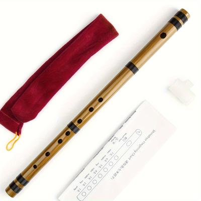 TEMU Japanese Bamboo Flute With Black Lines 7 Hon/8 Hon Handmade Bamboo Musical Instrument