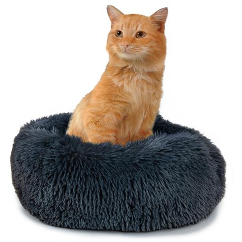 Hundebett Katzenbett Flauschig Hundekissen Hundesofa Hundedecke Hundekörbchen Anthrazit, Ø40 cm