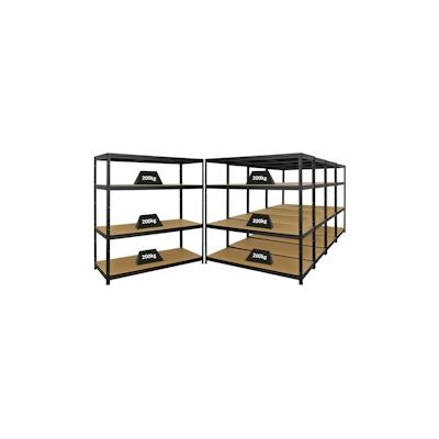 PROREGAL Mega Deal 5er-Set Schwerlastregal Giant Elephant 160x150x60cm mit 4 Ebenen Fachlast 200kg Schwarz, Kellerregal, Steckregal, Garagenregal Image