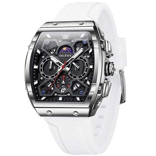 Neue Olevs Olevs Marke Mode Trend Männer Uhren Dekorative Leuchtender Kalender Kleine Drei-Zeiger Tonneau-förmiges Zifferblatt Multifunktions Quarz Uhr Freizeit Wasserdichte Sport Männer Armbanduhr