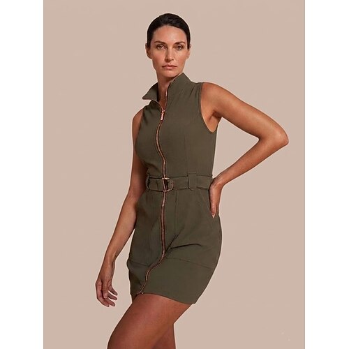 Damen Golfkleid Armeegrün Dunkelmarine Ärmellos Kleid Damen-Golfkleidung, Kleidung, Outfits, Kleidung Image