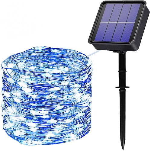 Outdoor Solar Lichterkette Solarbetriebene Feenlichter mit 8 Modi wasserdichte Dekoration Kupferdrahtlichter für Terrasse Garten Bäume Hochzeitsfeier Image