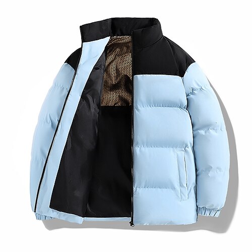 Herren Wintermantel puffer jacket Gefütterte Jacke Tasche Polyester Freizeitskleidung Verabredung Urlaub Standard Modisch Brautkleider schlicht Komfortabel warm Herbst Winter Farbblock Schwarz Gelb Image
