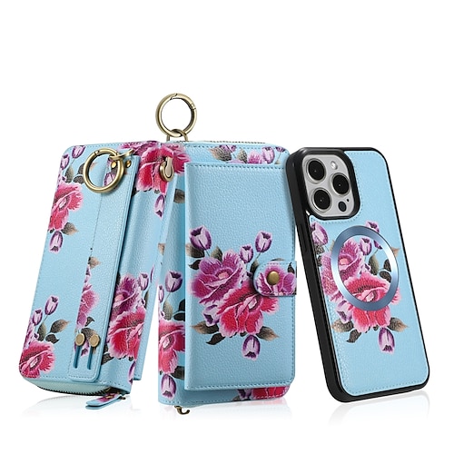 Handy Hülle Handyhüllen Für iPhone 17 Pro Max 17 Air 16 15 14 Pro Max Plus 13 12 11 Pro Max Mini Rückseite Brieftaschenhülle Reisverschluss Mit Handgelenkschlaufe Kartenfach Retro TPU PU-Leder Image