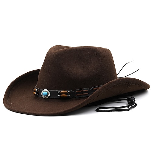 Herren Kentucky Derby Hut Sonnenhut Cowboyhut Fedora-Trilby-Hut Schwarz Wein Wollig Vintage-Stil Mode 18. Jahrhundert Bundesstaat Texas Täglich Themenparty Einfarbig Sonnenschutz Cosplay Image