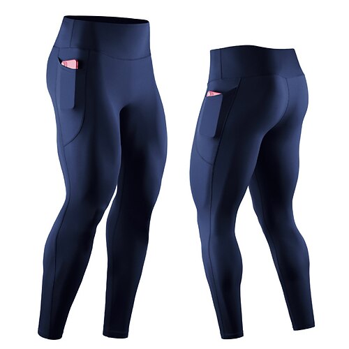 Herren Laufhosen Kompressionsstrumpfhosen Tasche Elastischer Bund Leggings Innen Outdoor Sport Outdoor Frühling Herbst Spandex Schnelltrocknend Leicht Weich Marathon Training Gehen Figurbetonter Image