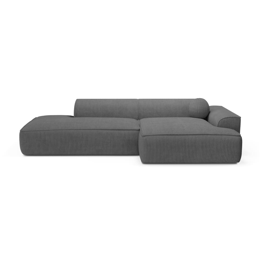 Canapé angle droit velours côtelé gris anthracite 260cm