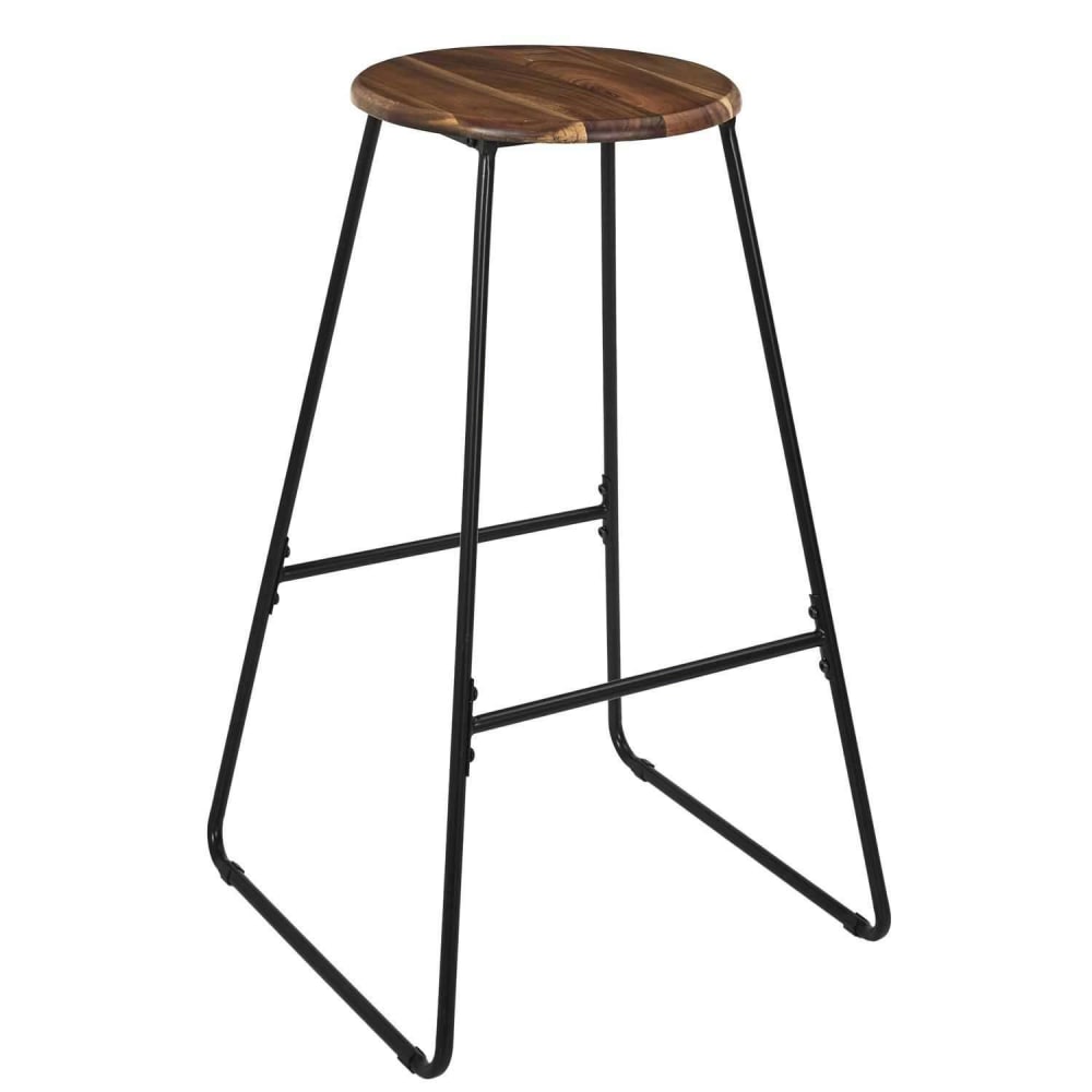 Tabouret de bar en acacia marron et noir