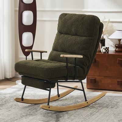 Modern Ice Velvet Fabric Gliding Rocking Chair Green