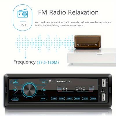 TEMU Single Din Car Radio Receiver Fm Car Stereo With 2usb Aux Sd Input, Wireless Support Handsfree + Remote Control