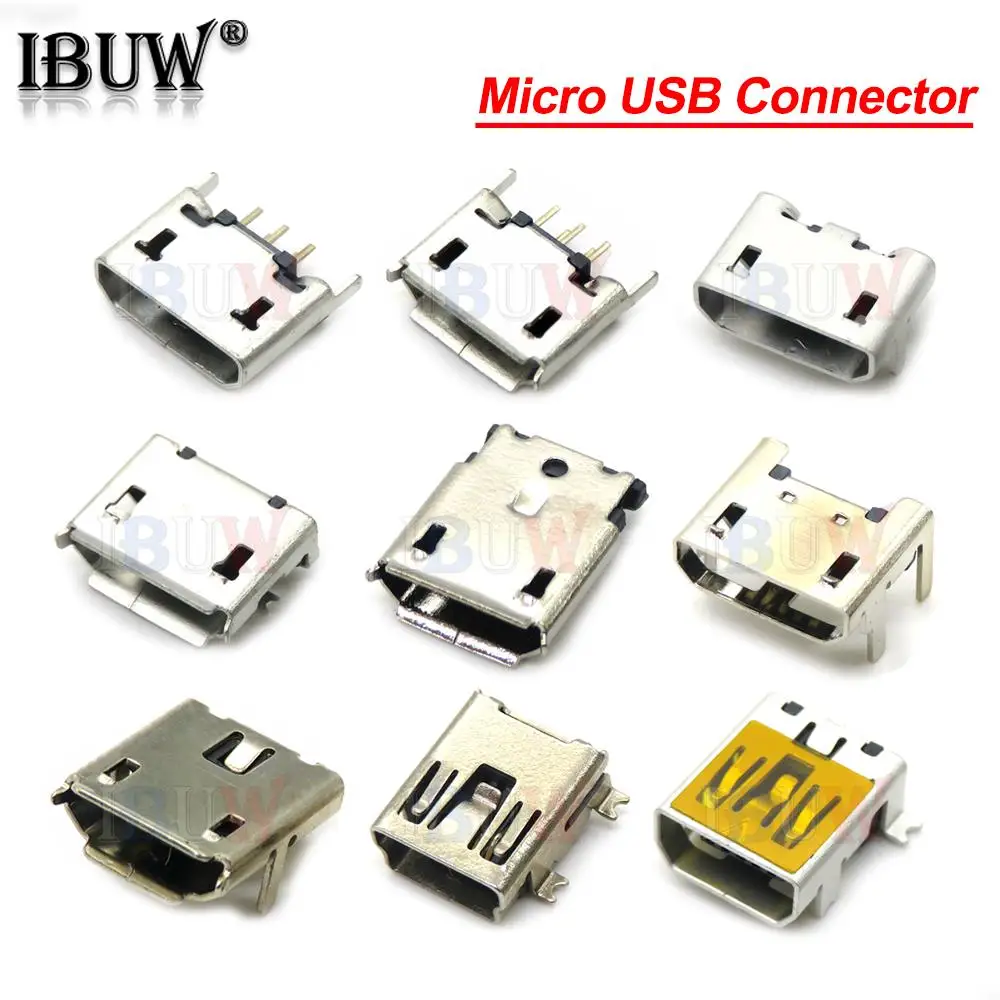10 stücke micro usb 5 pin smt buchse stecker typ b weibliche platzierung smd dip dnigef usb lade anschlüsse 2pin smd/dip Image