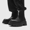 England Stil Männer Mode Chelsea Stiefel schwarz stilvolle Plattform Schuhe Bühne Hip Hop Echt leder